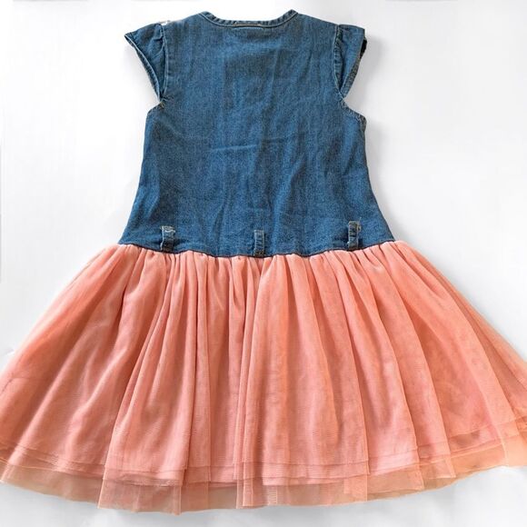 Denim & Tulle Sleeveless Dress - Picture 2 of 8